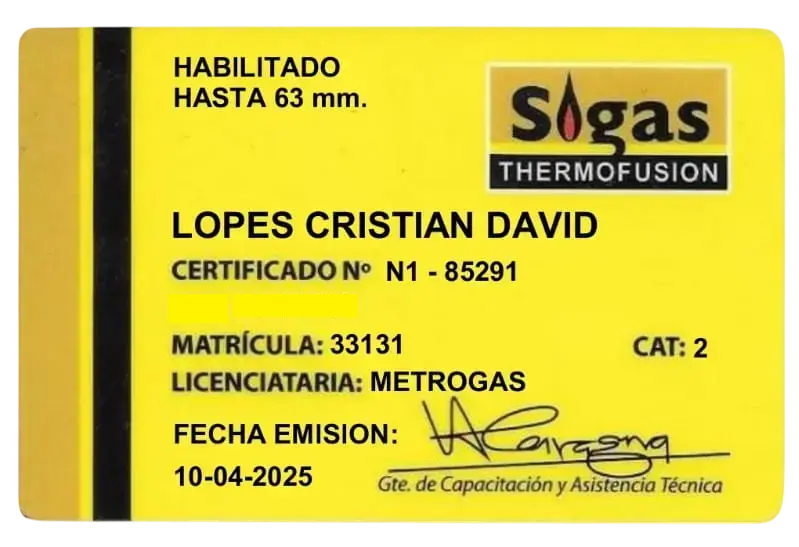 Certificación SIGAS Thermofusión