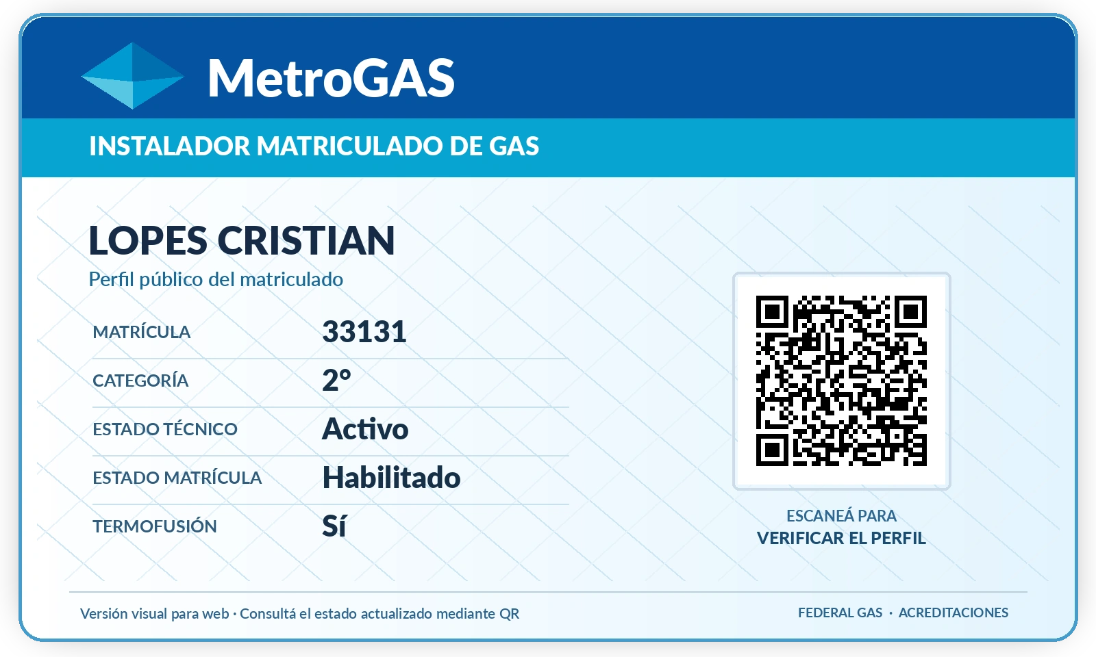 Matrícula MetroGAS